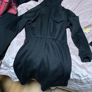 Black hooded sweatshirt dress